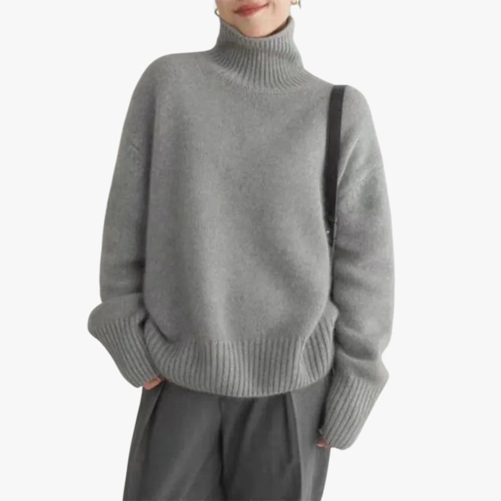 Dame Rullekrave Sweater med Ribbede Manchetter