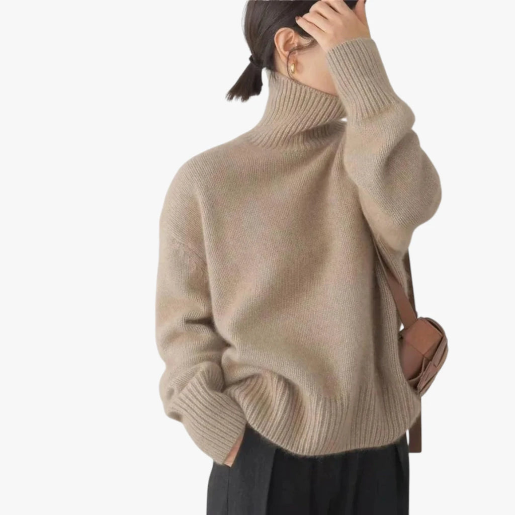 Dame Rullekrave Sweater med Ribbede Manchetter
