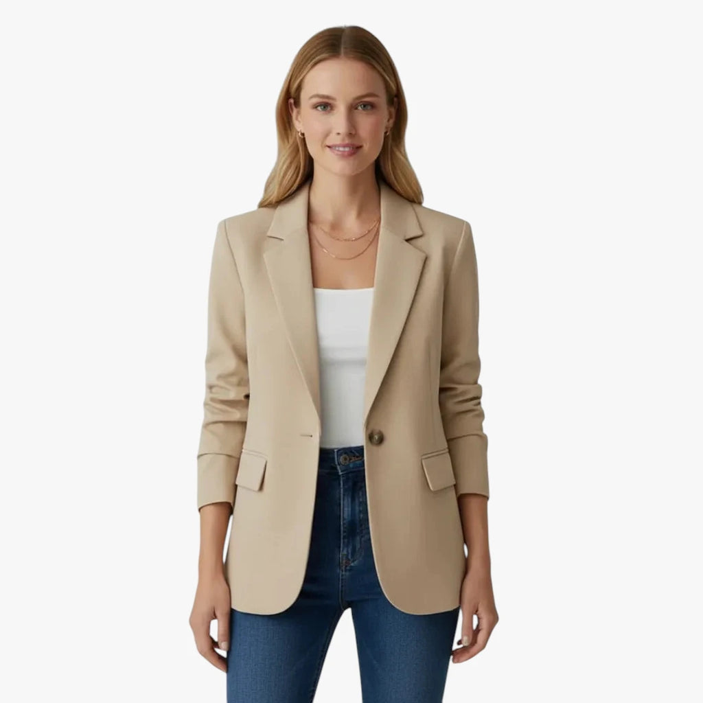 Dame Slim Fit Lang Blazer med Knaplukning