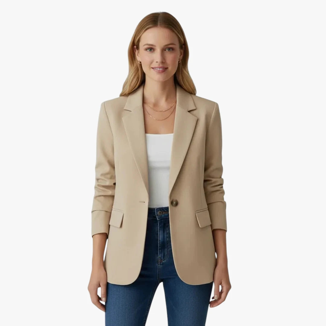 Dame Slim Fit Lang Blazer med Knaplukning