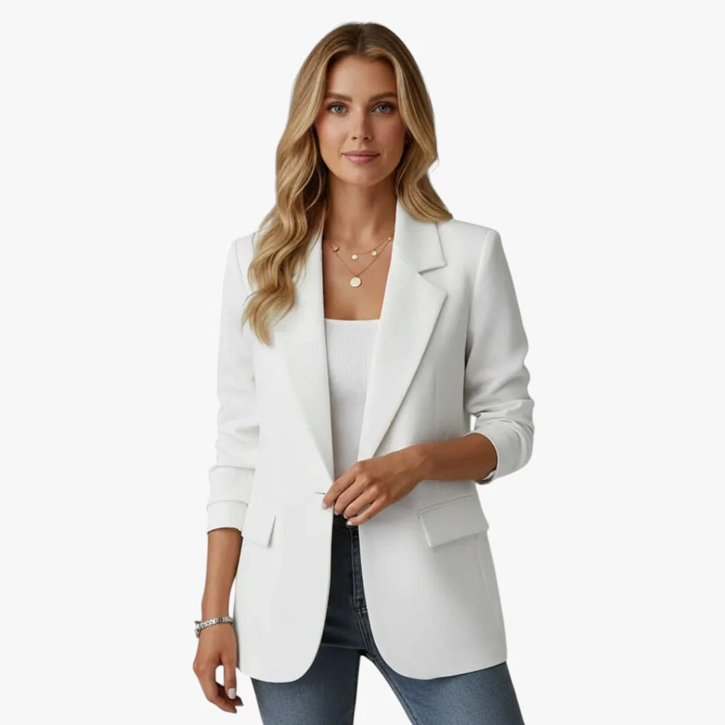 Dame Slim Fit Lang Blazer med Knaplukning