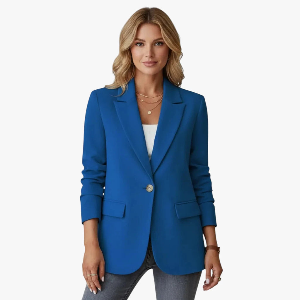 Dame Slim Fit Lang Blazer med Knaplukning