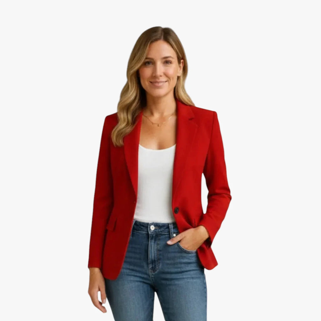 Dame Slim Fit Lang Blazer med Knaplukning