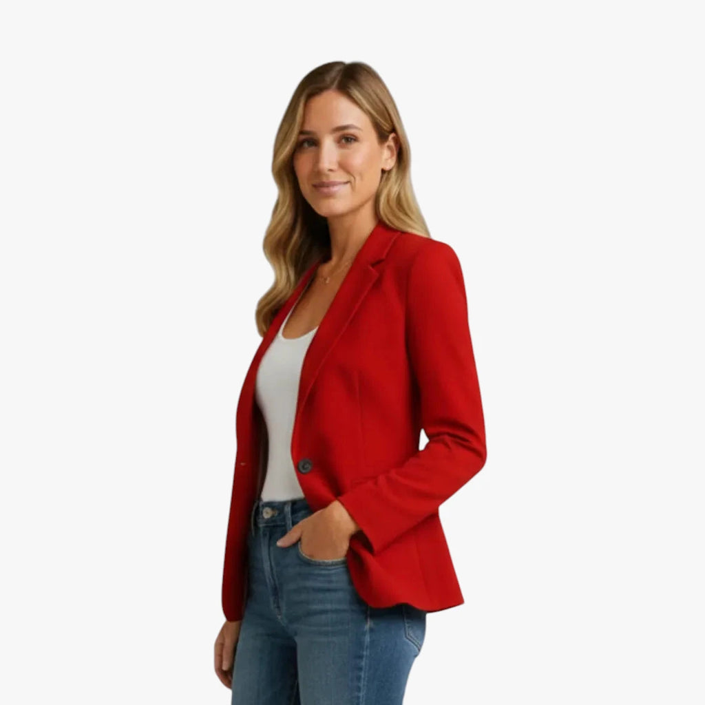 Dame Slim Fit Lang Blazer med Knaplukning