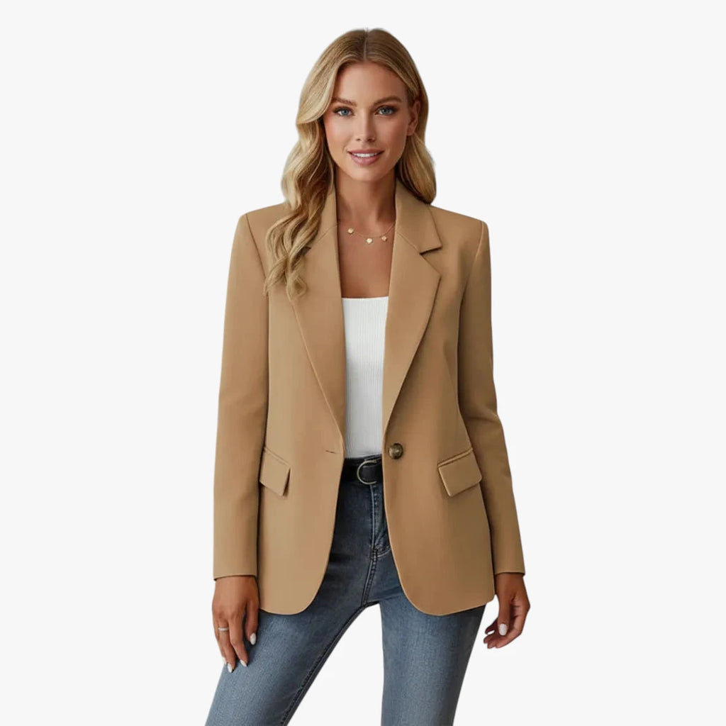Dame Slim Fit Lang Blazer med Knaplukning