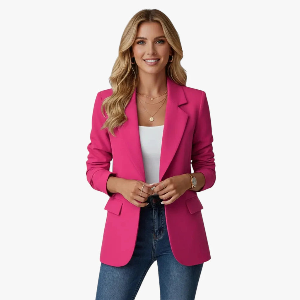 Dame Slim Fit Lang Blazer med Knaplukning