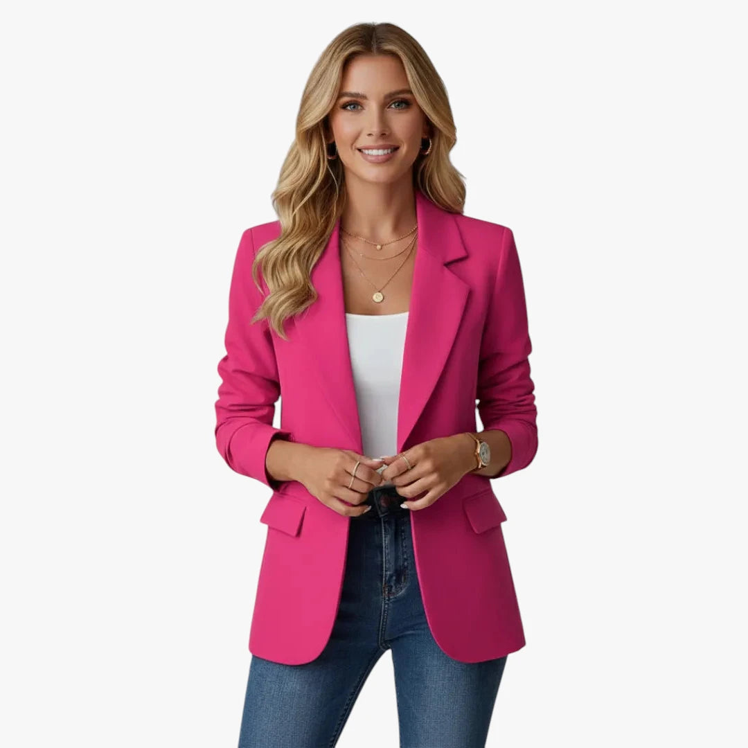 Dame Slim Fit Lang Blazer med Knaplukning