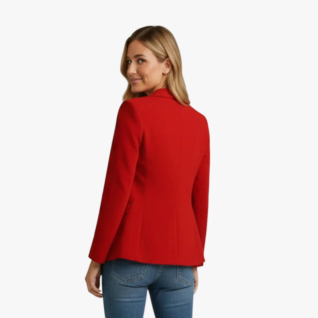 Dame Slim Fit Lang Blazer med Knaplukning