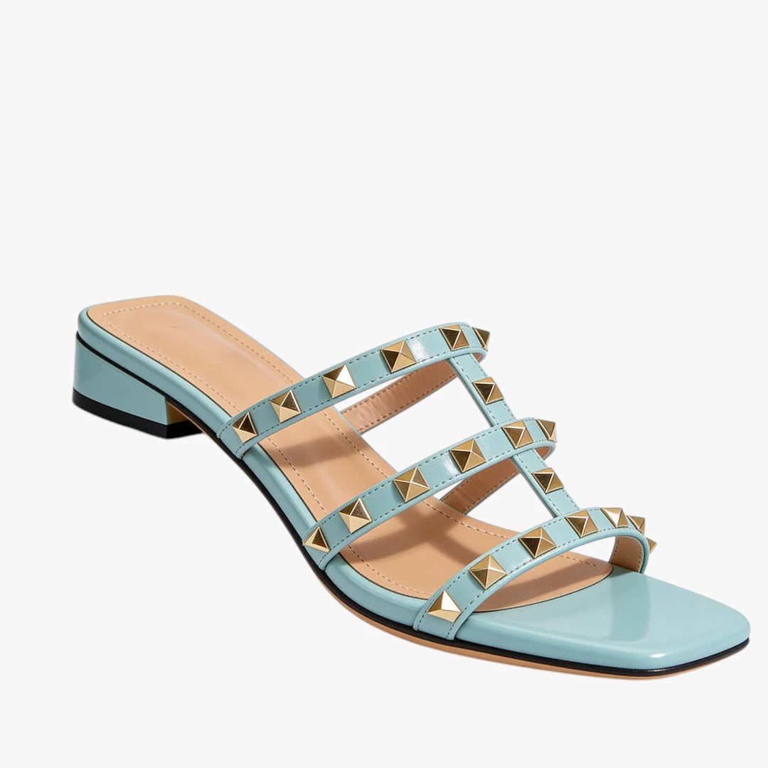 Dame Slip-on Blokhæl Sandaler med Rem og Nitter