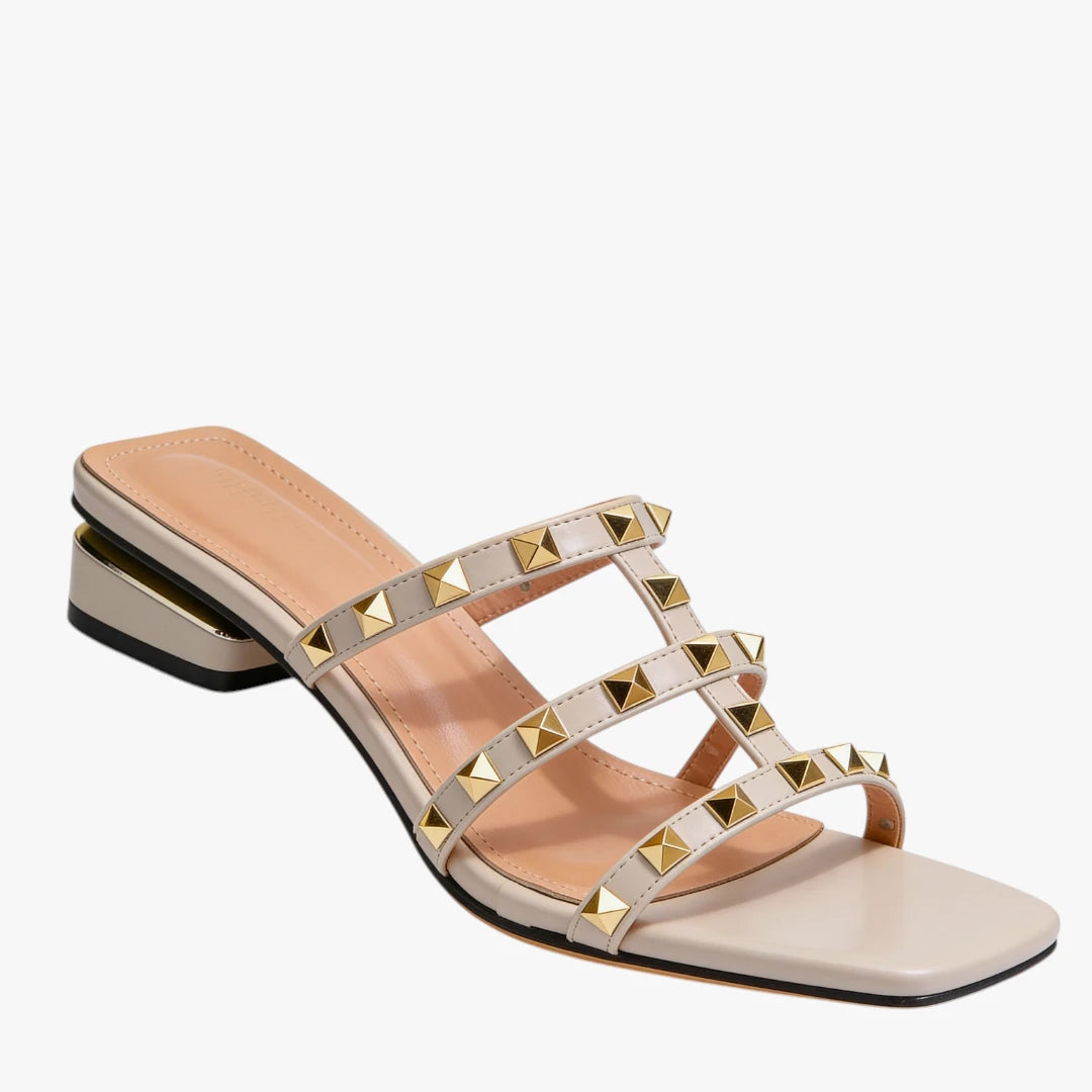 Dame Slip-on Blokhæl Sandaler med Rem og Nitter
