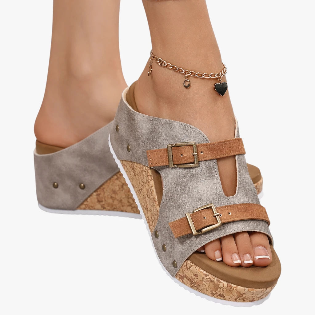 Dame Slip-on Plateau Sandaler med Kilehæl og Rem