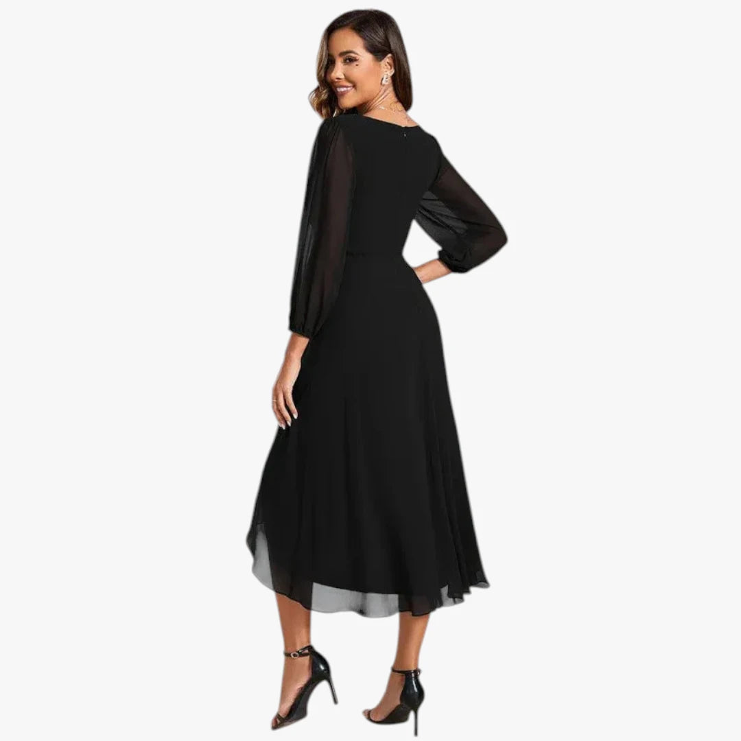 Dame Sommer Midi Kjole til Bryllup med Flæser