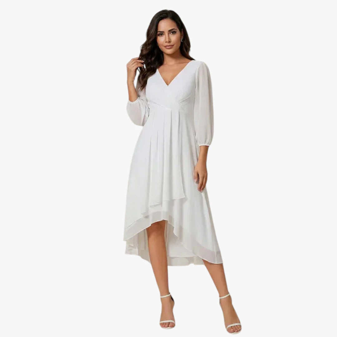 Dame Sommer Midi Kjole til Bryllup med Flæser