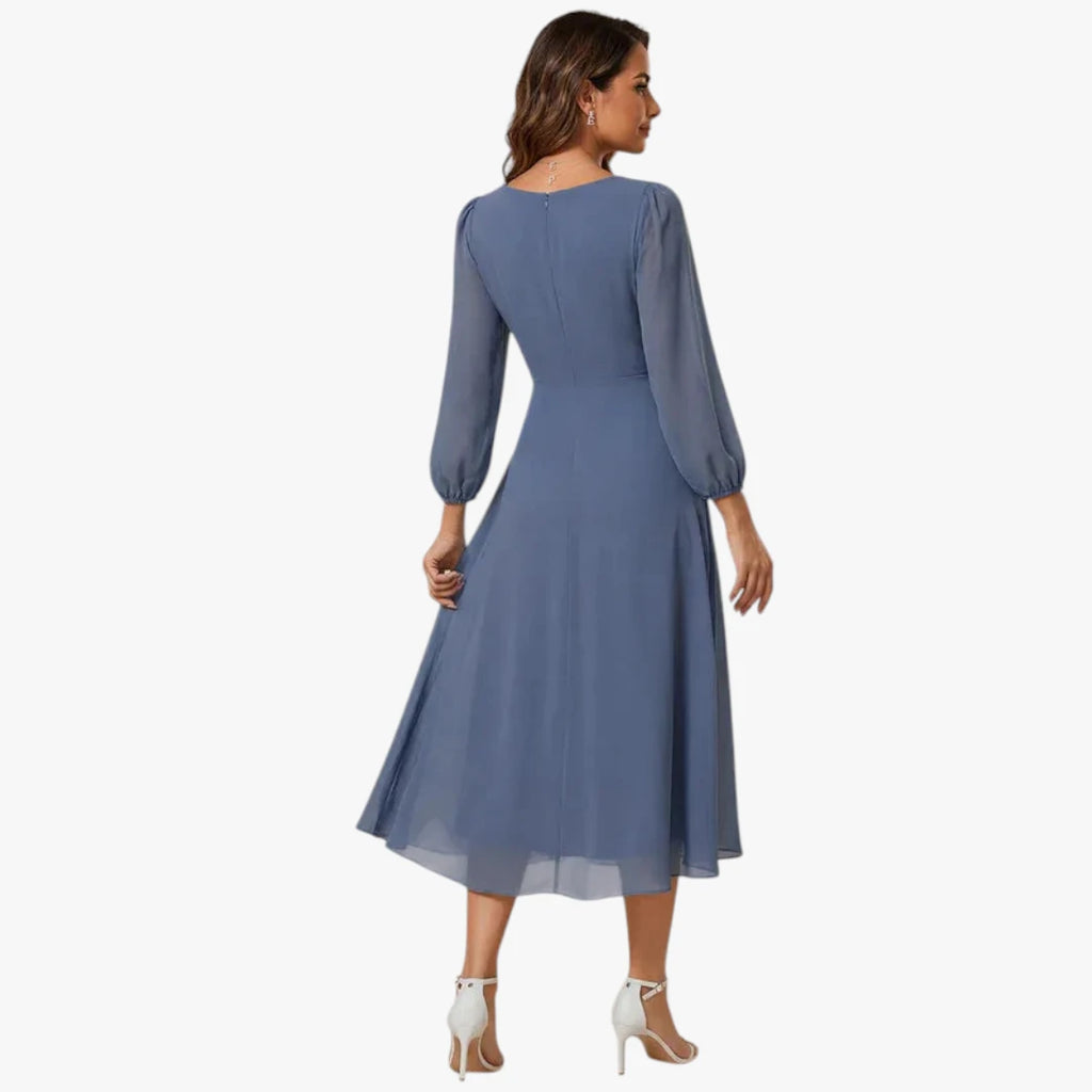 Dame Sommer Midi Kjole til Bryllup med Flæser