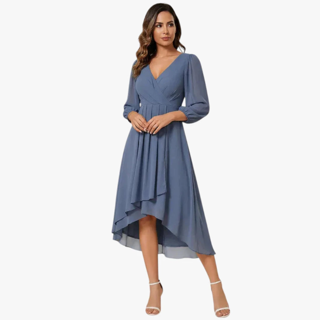 Dame Sommer Midi Kjole til Bryllup med Flæser