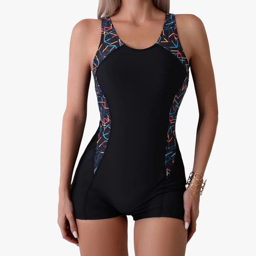 Dame Sporty Badedragt med Shorts og Mønster