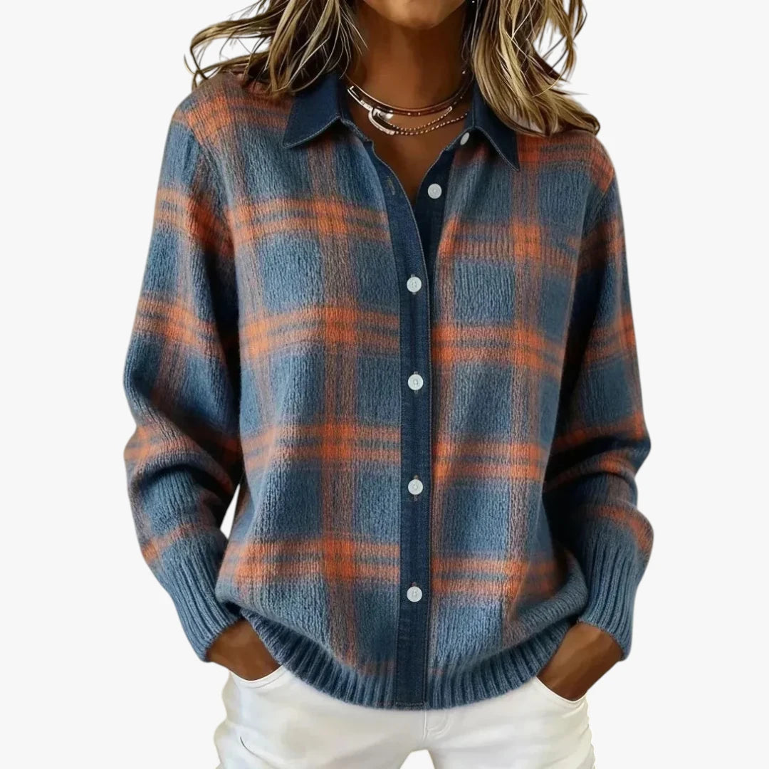 Dame Stribet Cardigan med Knapper