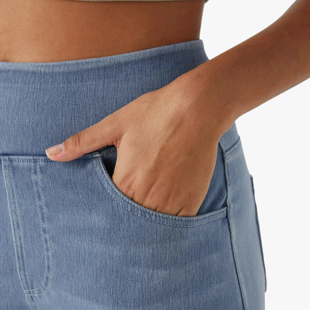 Dame Vide Jeans med Elastik i Taljen og Lommer
