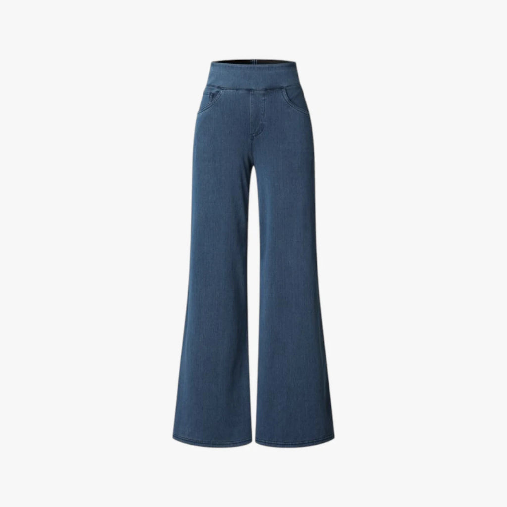 Dame Vide Jeans med Elastik i Taljen og Lommer