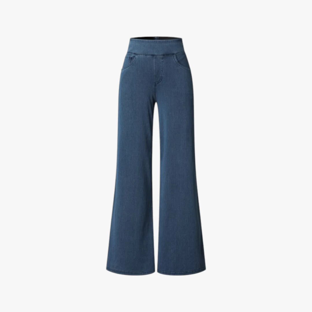 Dame Vide Jeans med Elastik i Taljen og Lommer