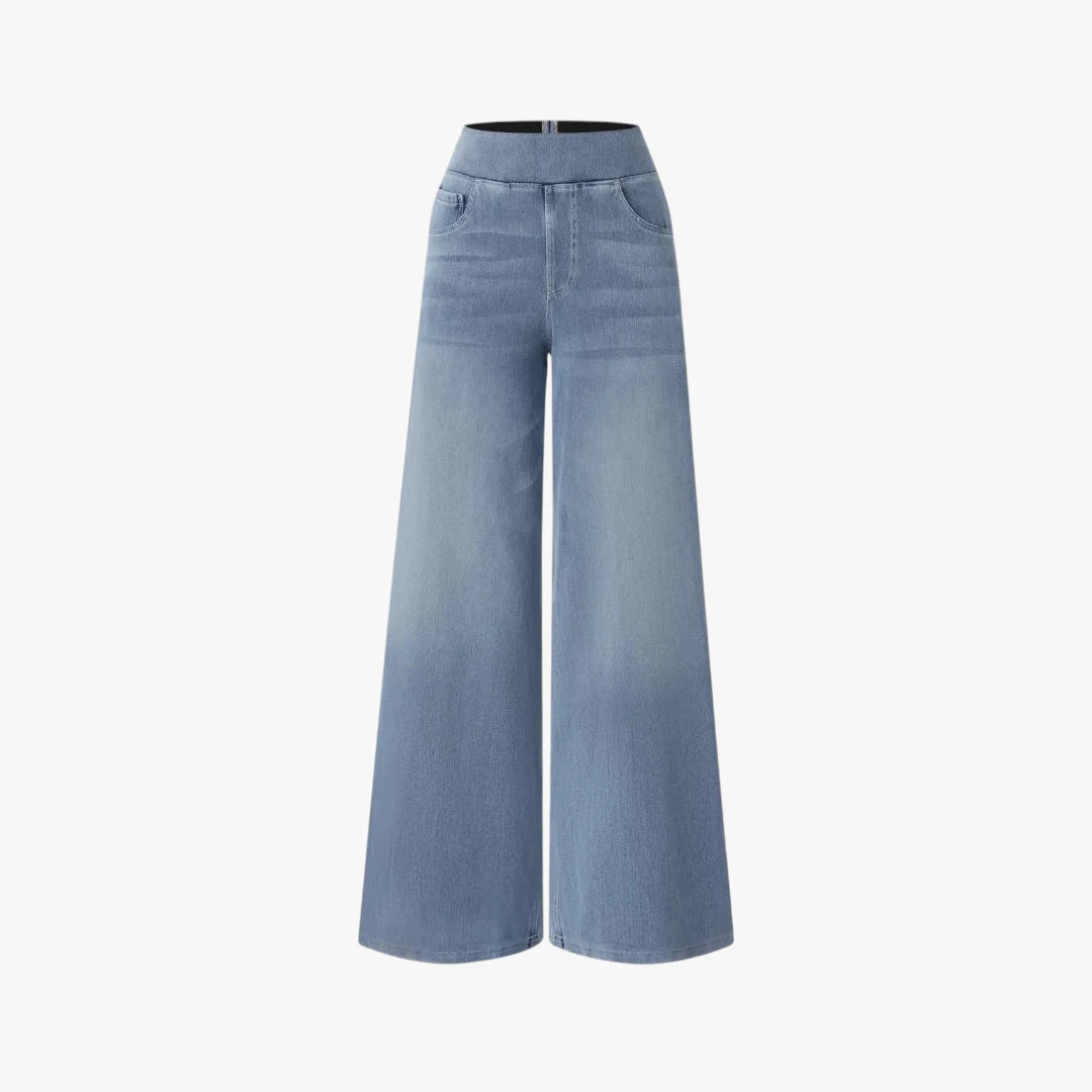 Dame Vide Jeans med Elastik i Taljen og Lommer