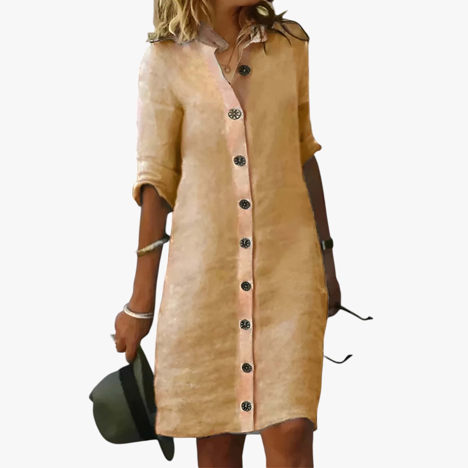 Dame Vintage Midi Sommerkjole med Knapper