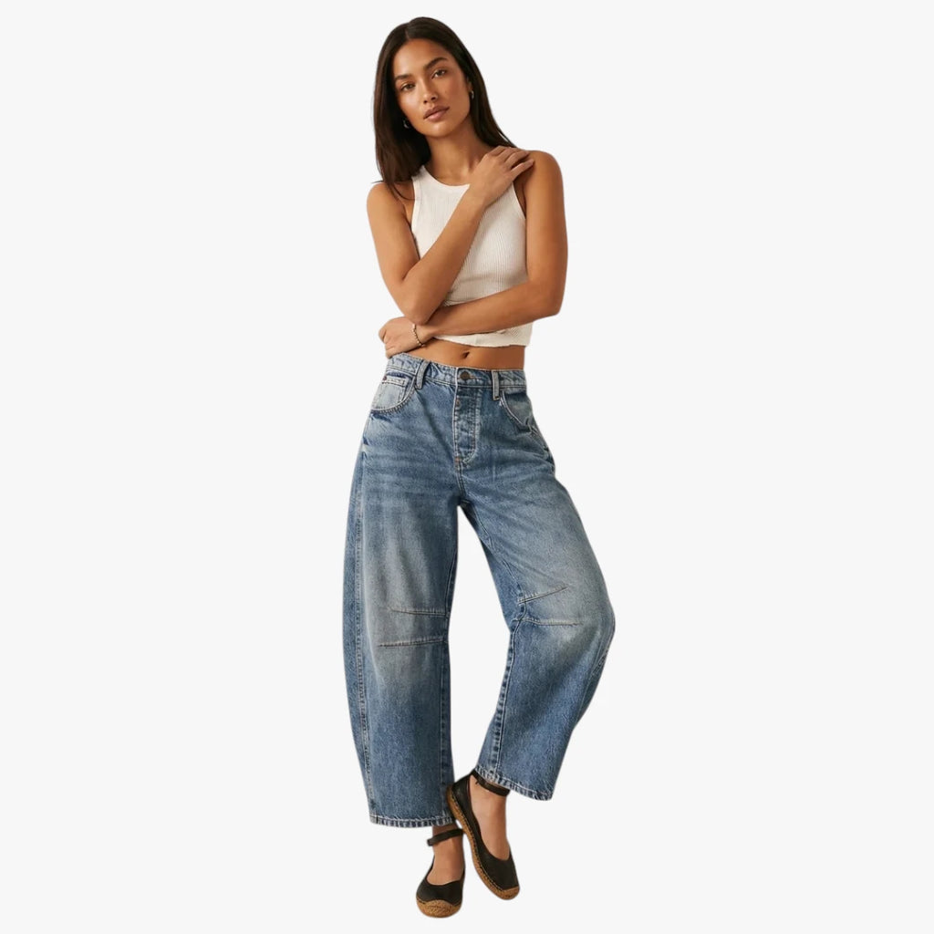 Dame Baggy Jeans med Lommer og Vidde