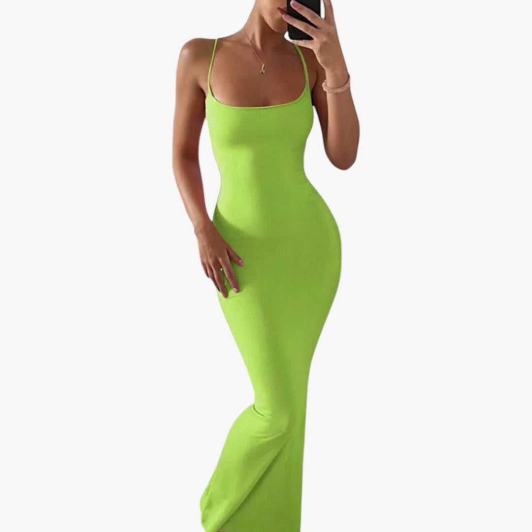 Dame Elegant Maxi Sommerkjole med Åben Ryg