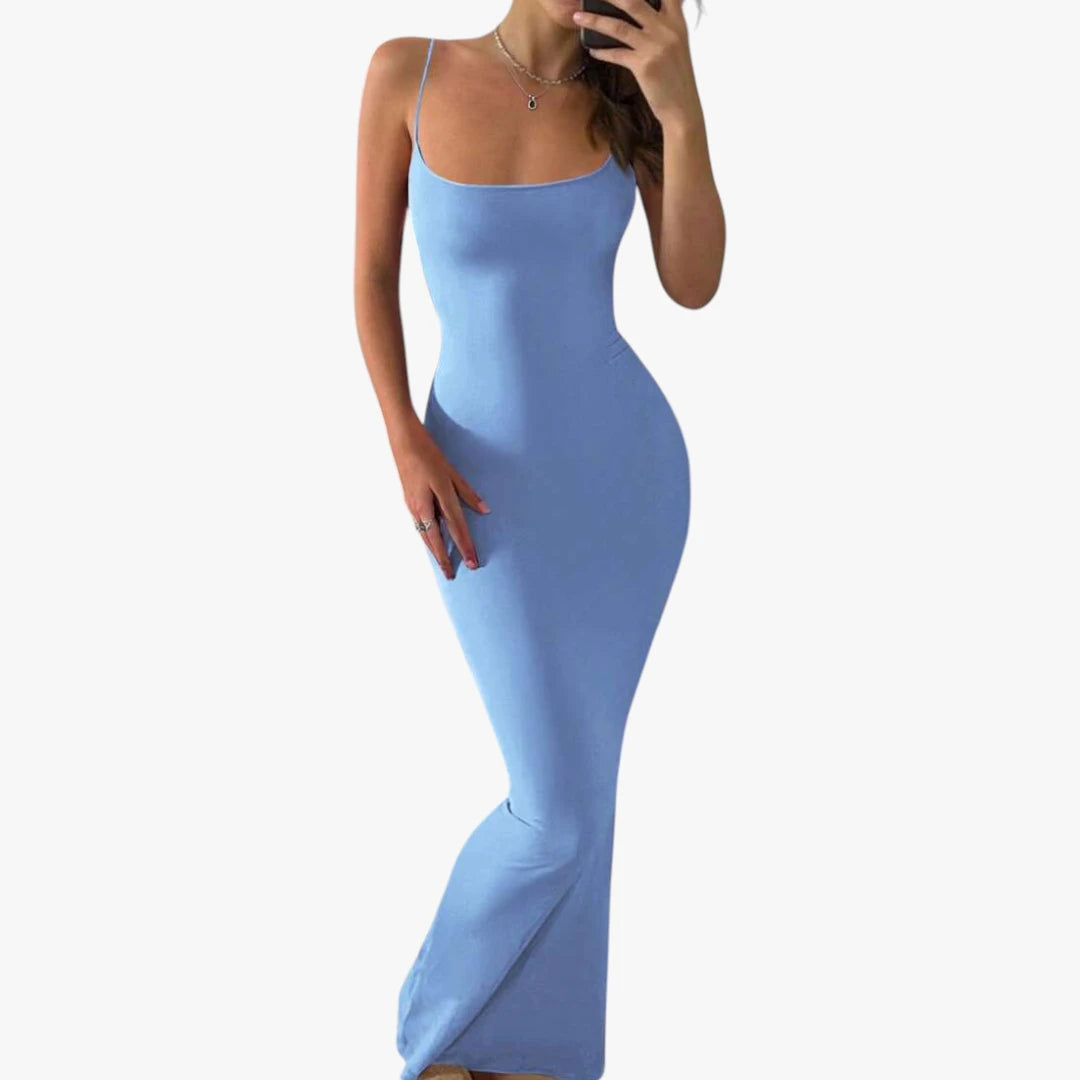 Dame Elegant Maxi Sommerkjole med Åben Ryg