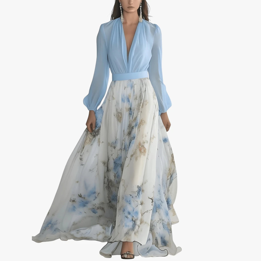 Dame Elegant Maxi Sommerkjole med Blomstret Print