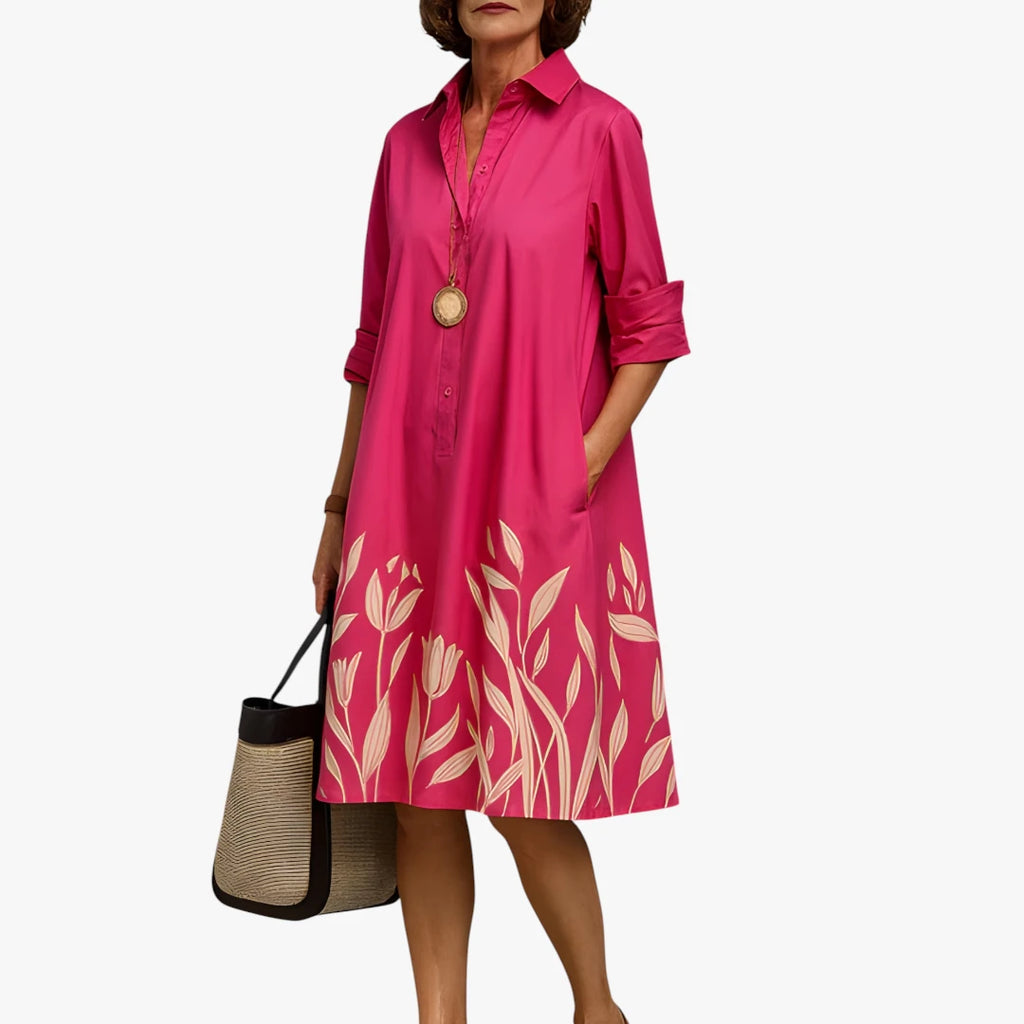 Dame Elegant Midi Sommerkjole med Knapper