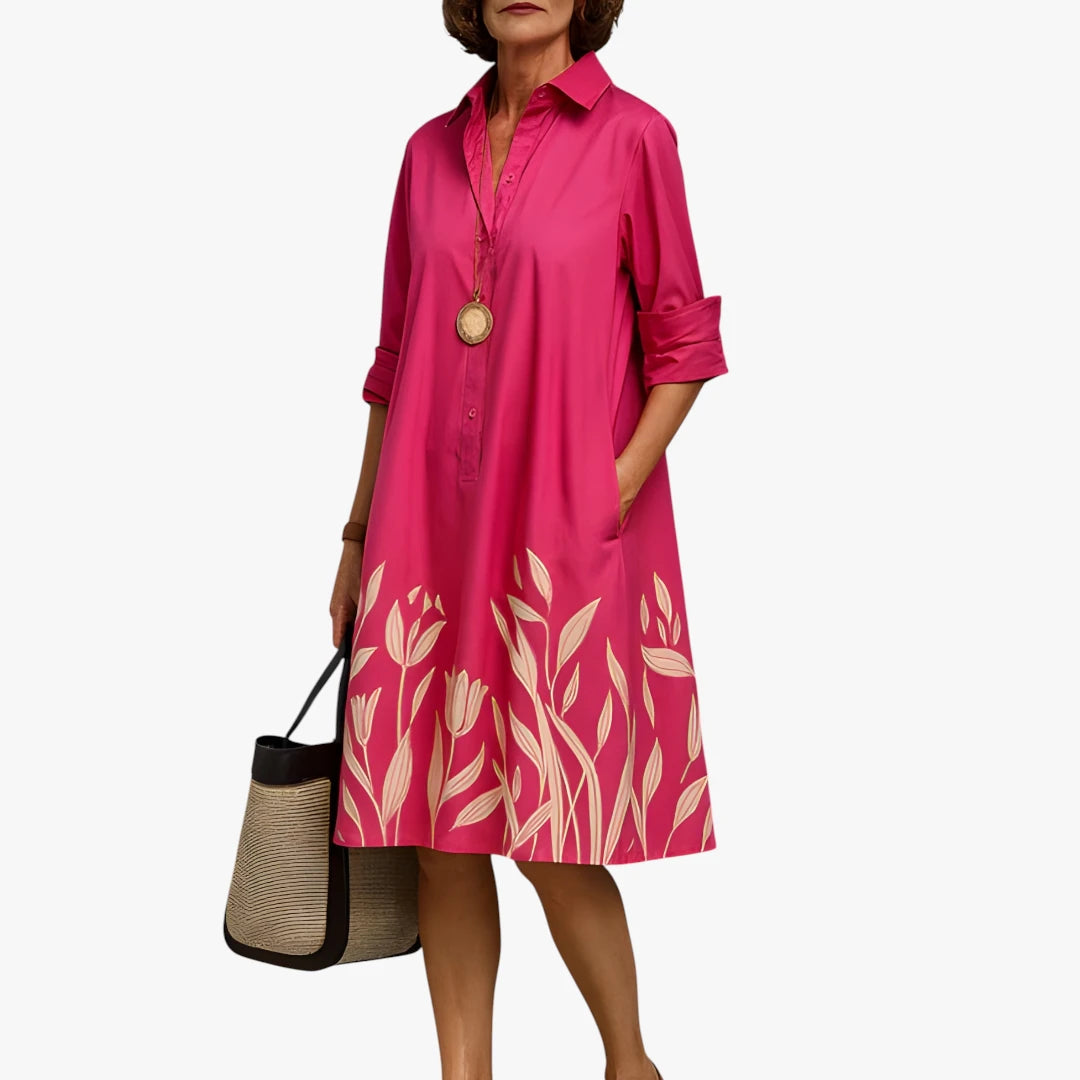 Dame Elegant Midi Sommerkjole med Knapper