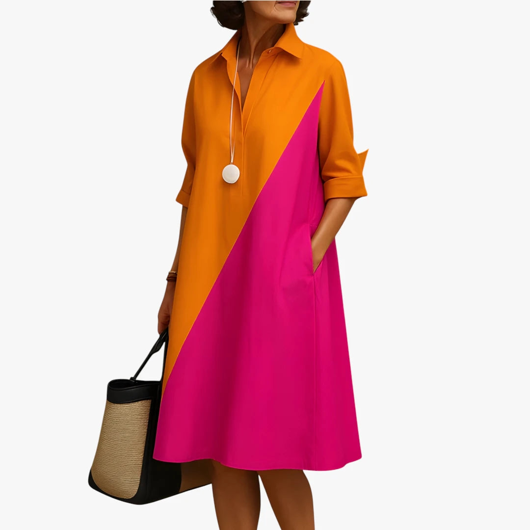 Dame Elegant Midi Sommerkjole med Knapper