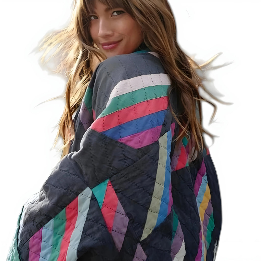 Dame Oversize Quiltet Jakke med For