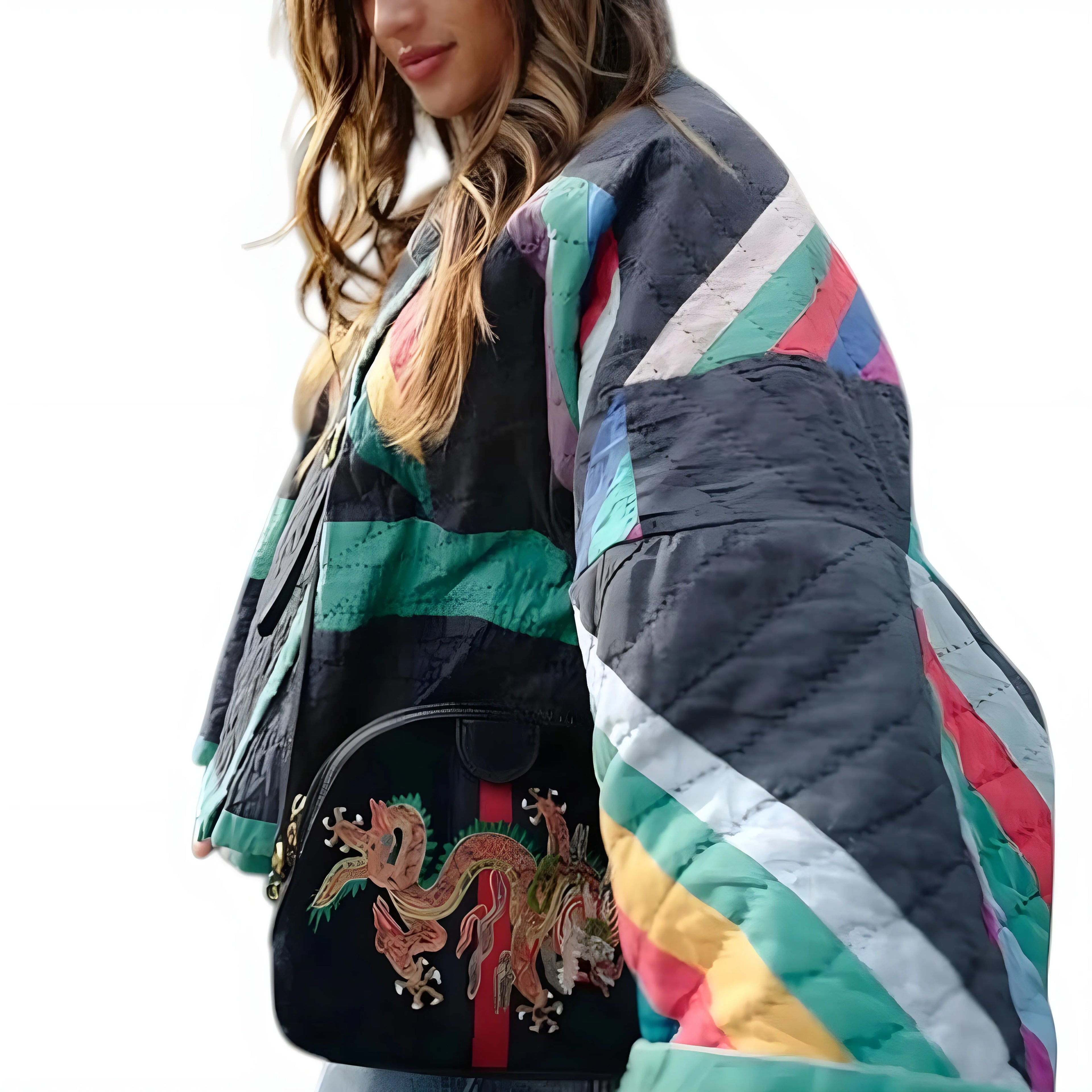 Dame Oversize Quiltet Jakke med For