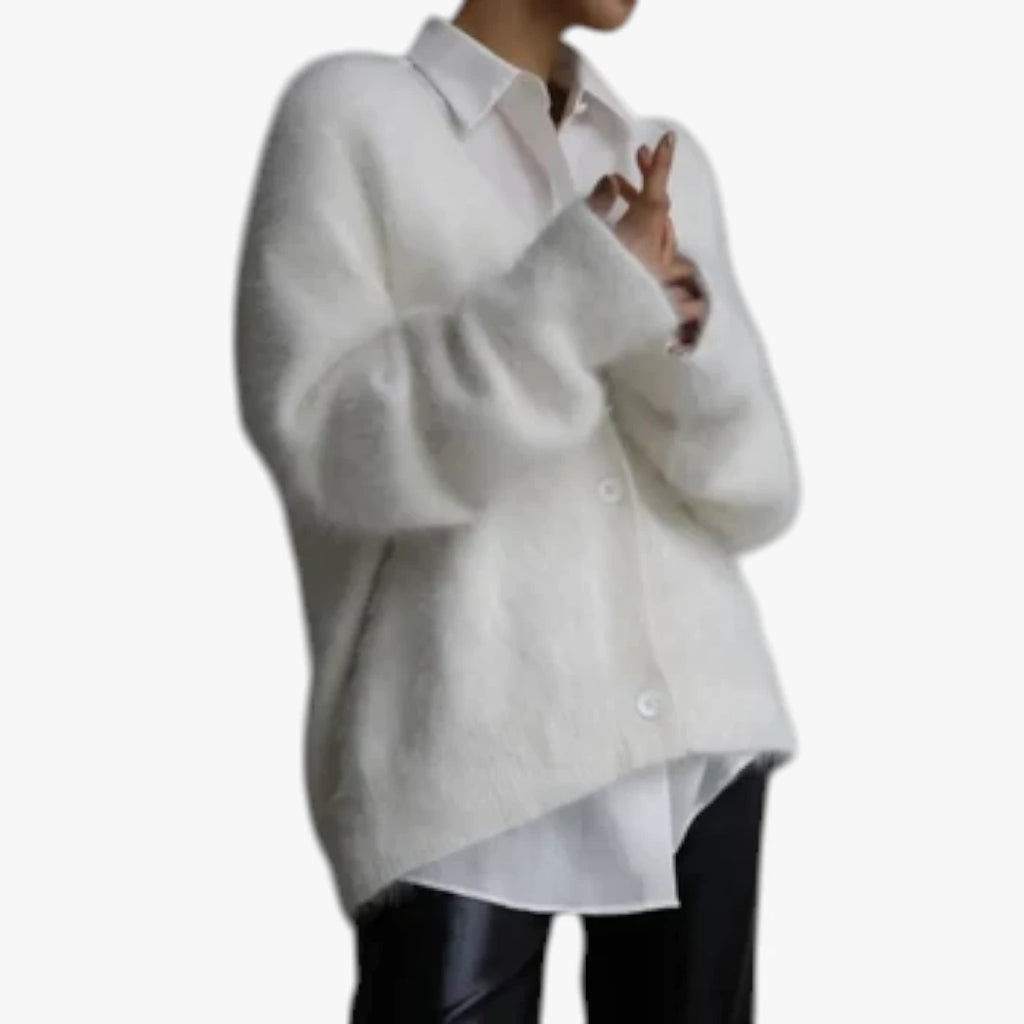Dame V-Hals Cardigan med  Knapper