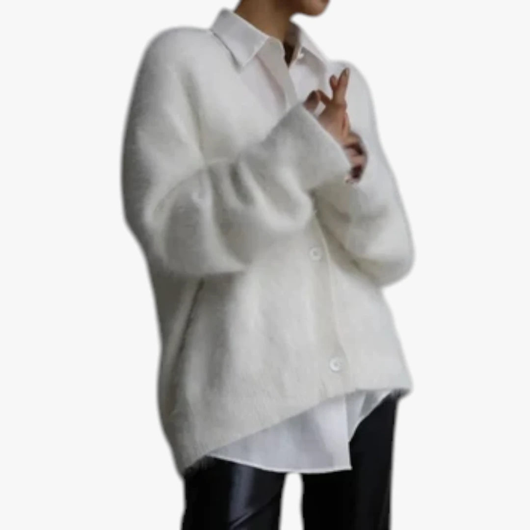 Dame V-Hals Cardigan med  Knapper