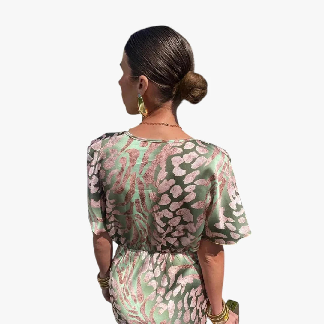 Dame Elegant Midi Selskabskjole med V-udskæring