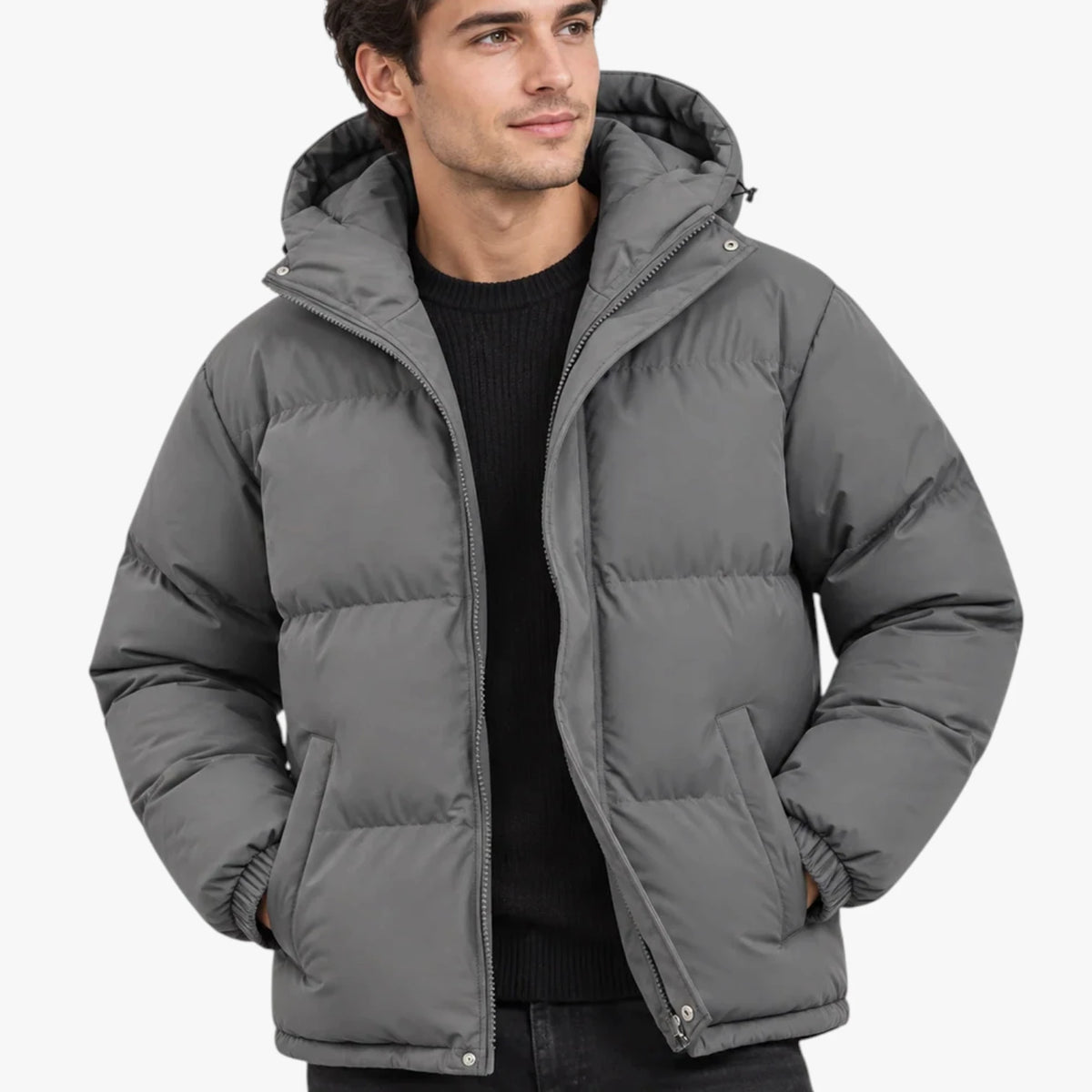 Herre Bomber Quiltet Vinterjakke med For