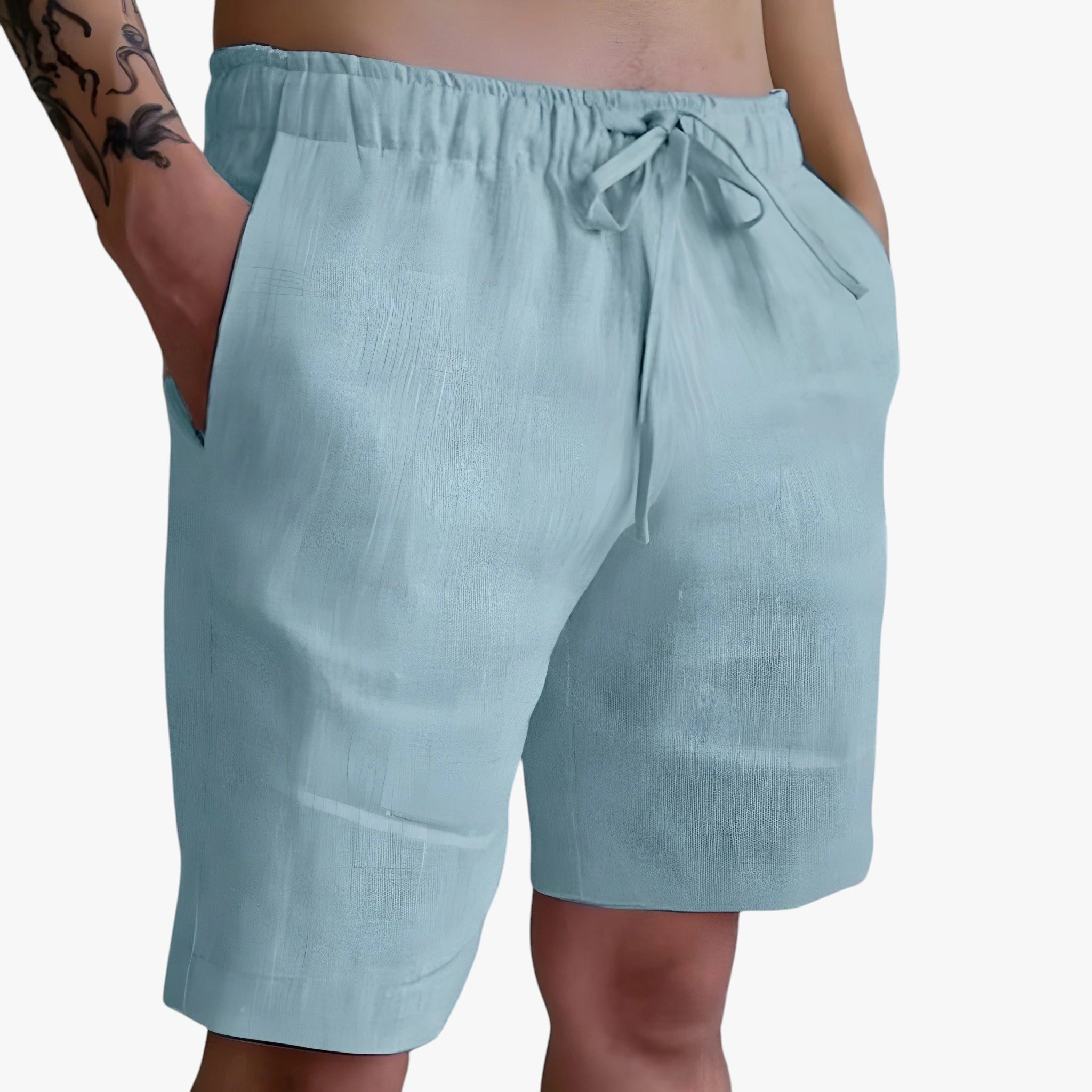 Herre Knælange Løse Shorts med Snøre og Sidelommer