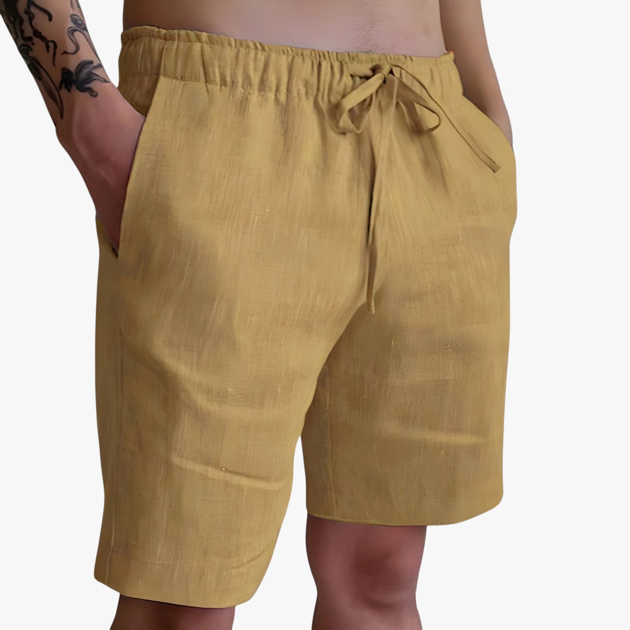 Herre Knælange Løse Shorts med Snøre og Sidelommer