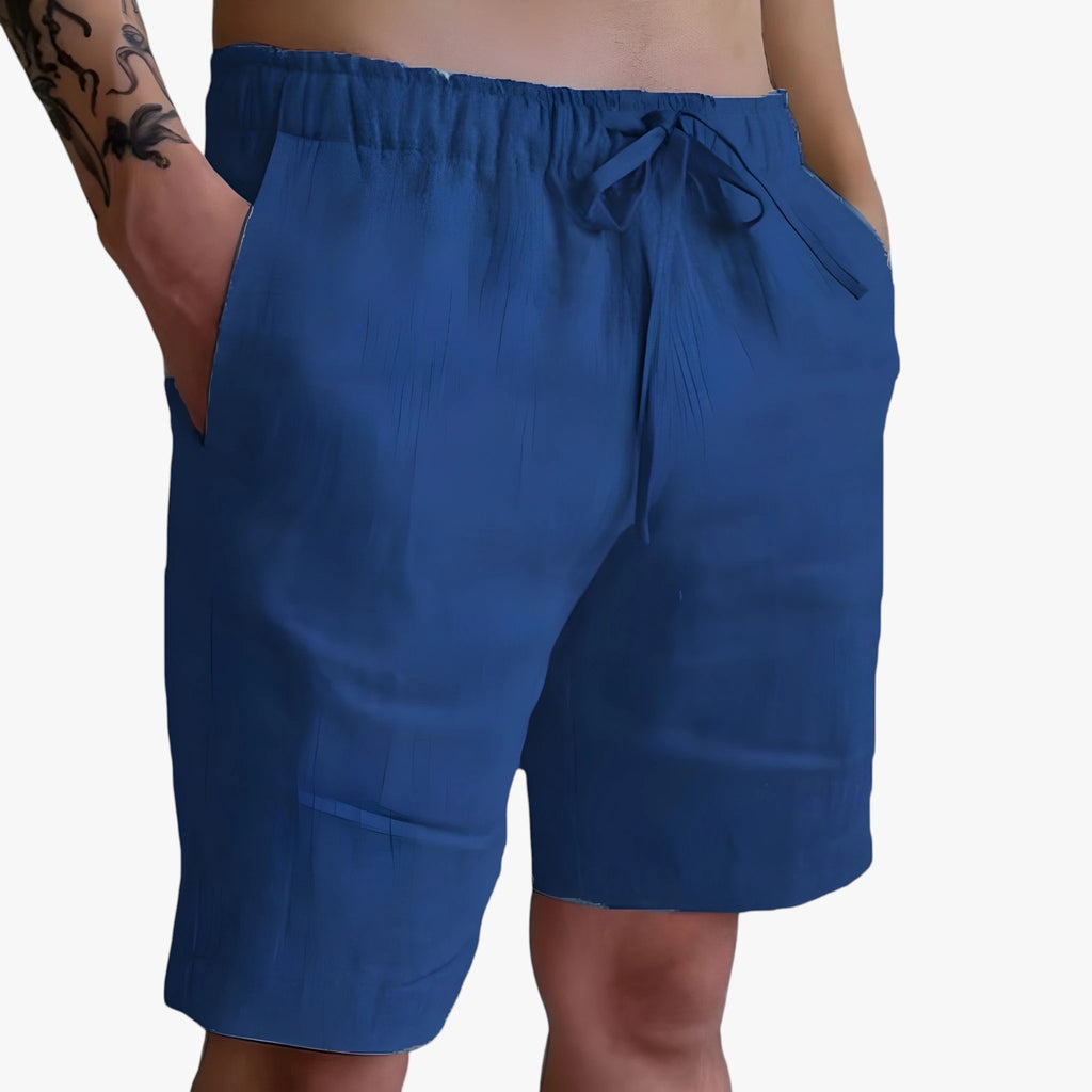 Herre Knælange Løse Shorts med Snøre og Sidelommer