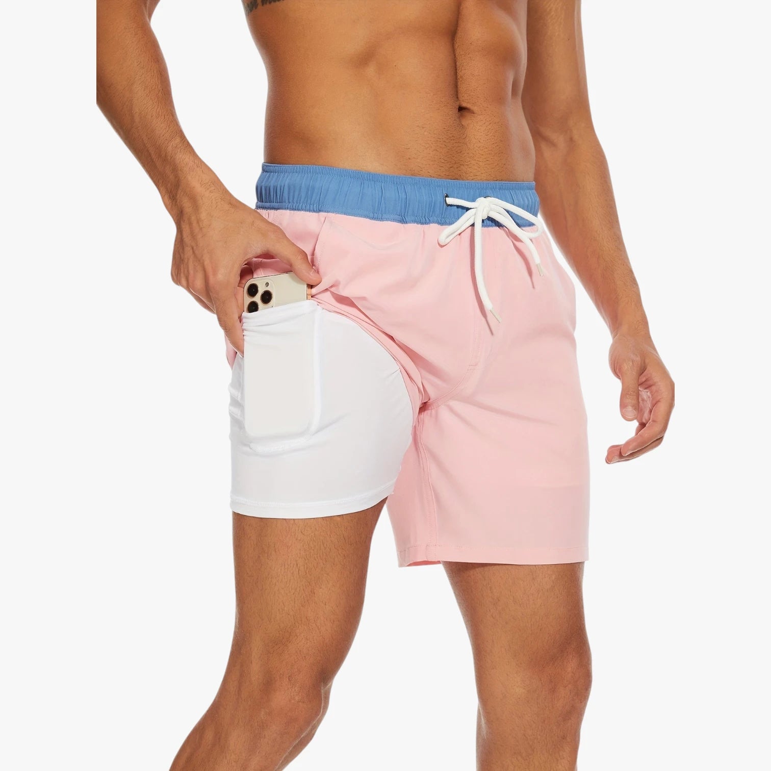 Herre Korte Bade Shorts med Mobillomme og Sidelommer