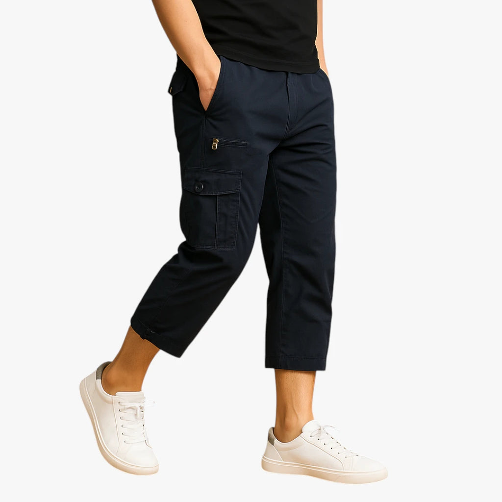 Herre Lange Cargoshorts med Lommer og Knapper