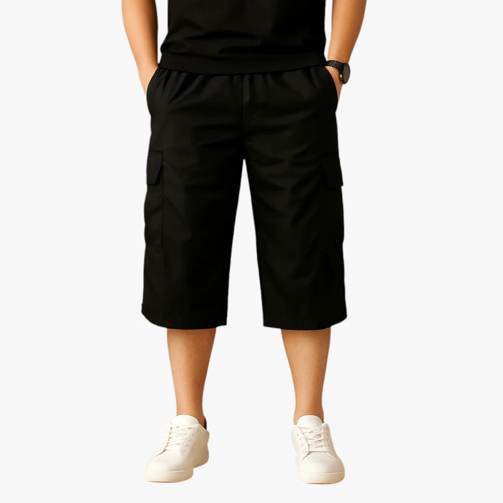 Herre Lange Cargoshorts med Lommer og Knapper