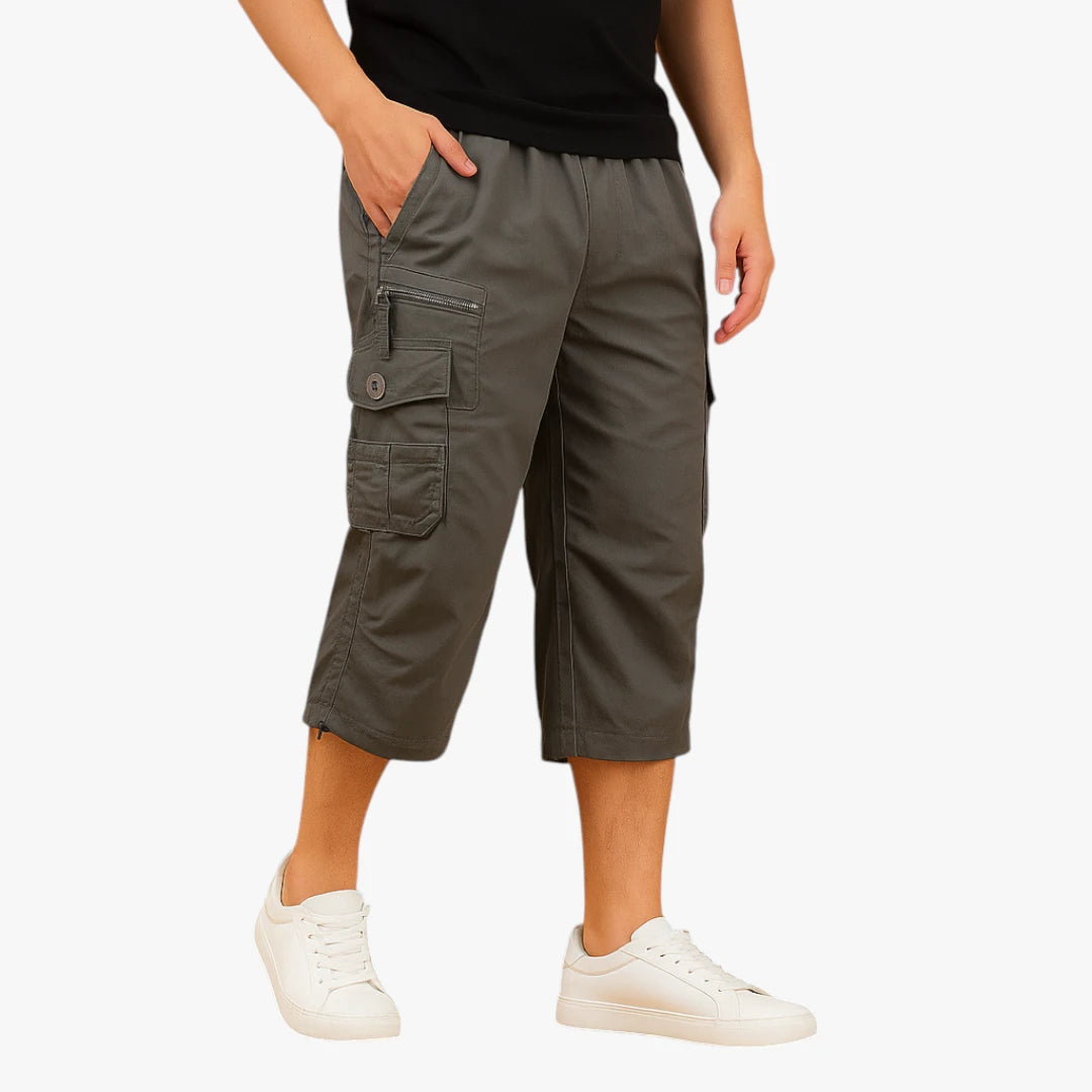 Herre Lange Cargoshorts med Lommer og Knapper