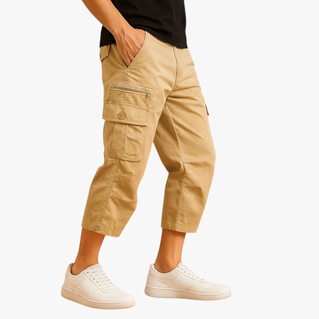 Herre Lange Cargoshorts med Lommer og Knapper