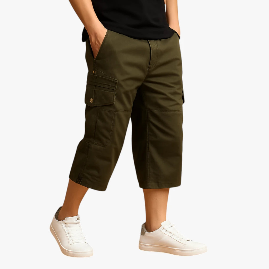 Herre Lange Cargoshorts med Lommer og Knapper