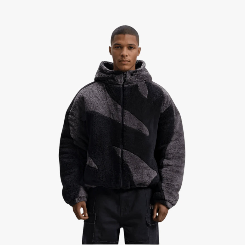 Herre Oversized Hætte Vinterjakke med Lynlås op