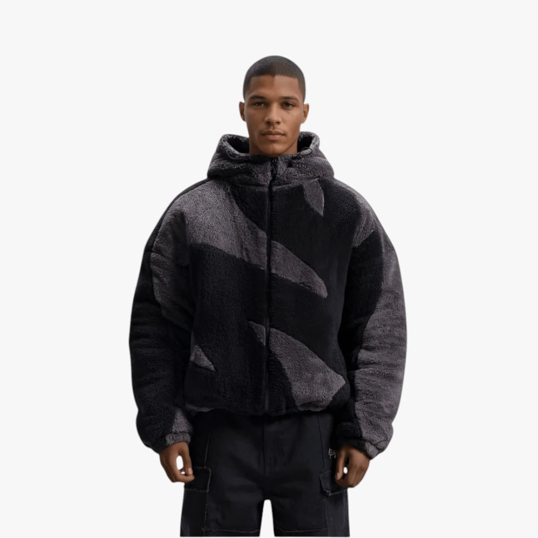 Herre Oversized Hætte Vinterjakke med Lynlås op